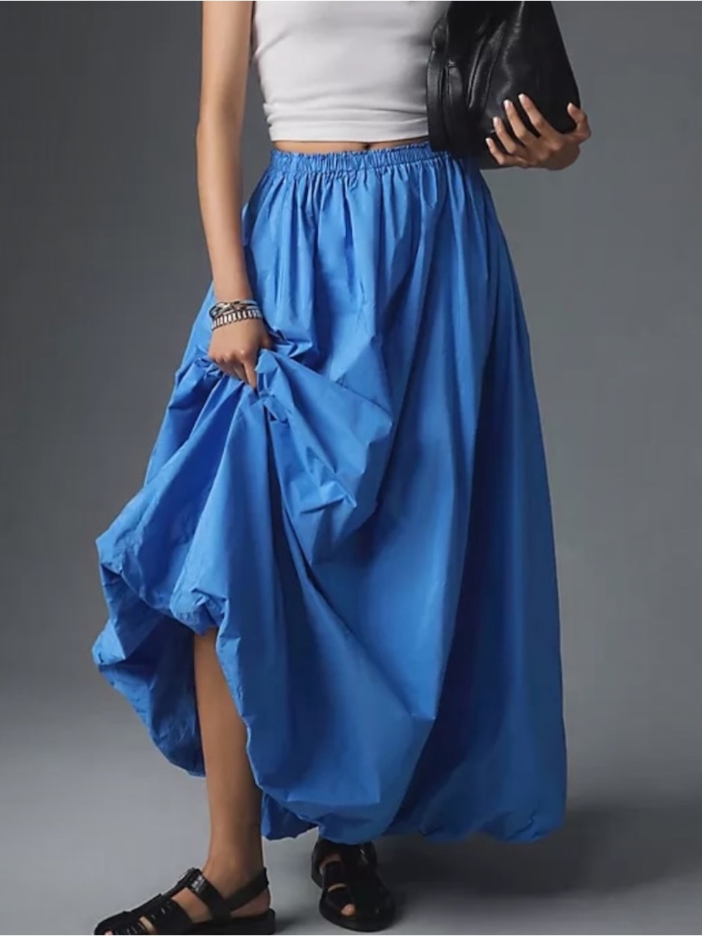 Anthropologie Maeve Cobalt Blue Bubble Maxi Skirt XS Organic Cotton